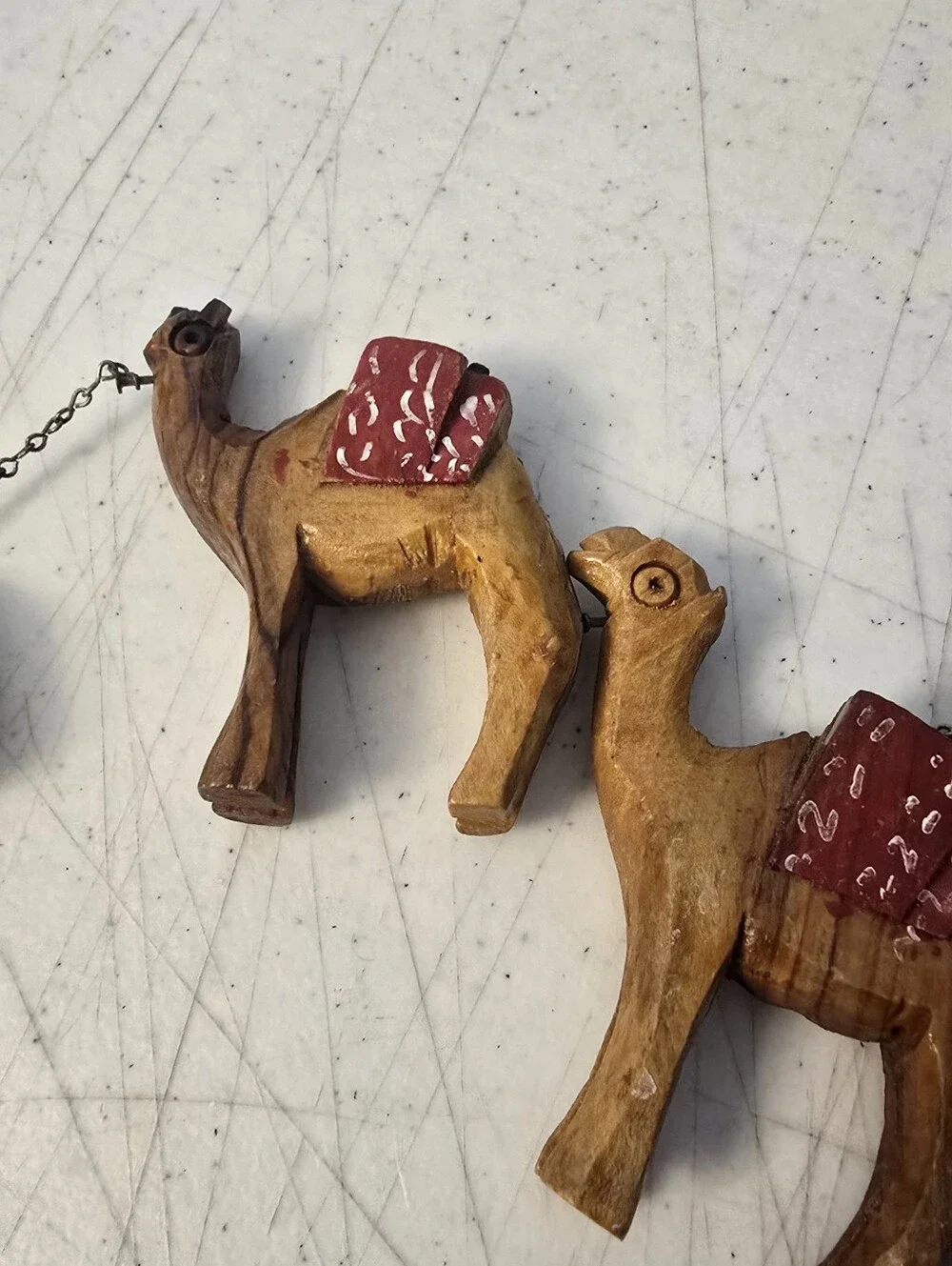 VTG Bethlehem Camel Olive Wood Hand Carved  Figurines 2 Donkeys 3 Camel READ